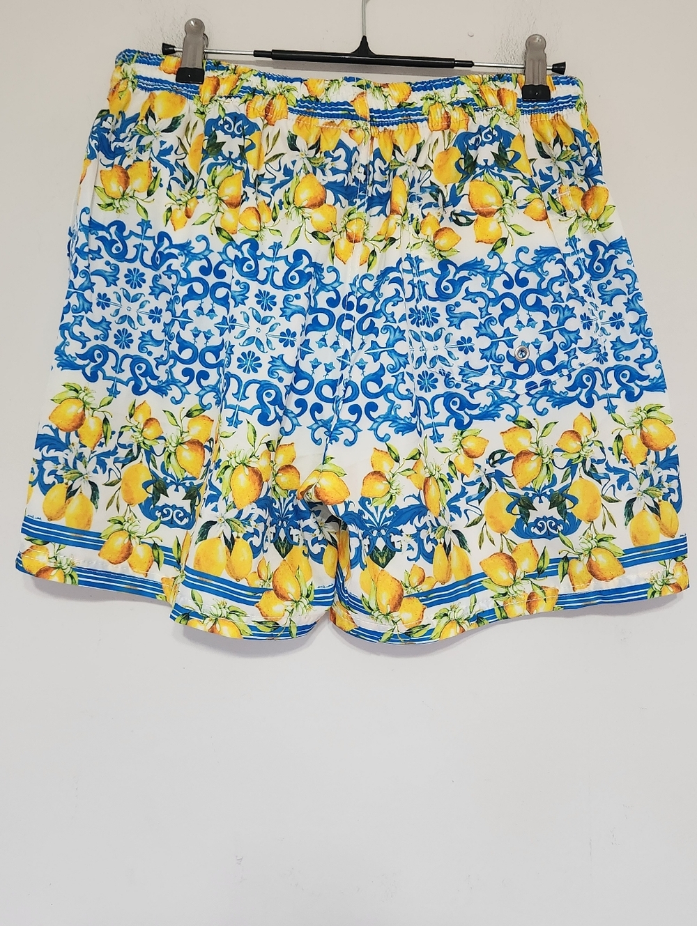 Boxer costume by Antica Sartoria by Giacomo Swimsuit Trunks Lemons Blue Yellow - Picture 4 of 15